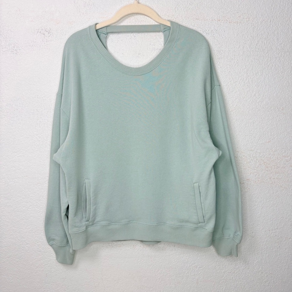 Hollister Oversized Fleece Sweatshirt Women’s S Sage Cut-Out Back Cozy 90s Y2K